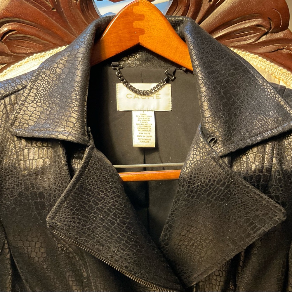 CACHE Never Worn SZ 8 Faux Leather “Snakeskin” Moto Jacket